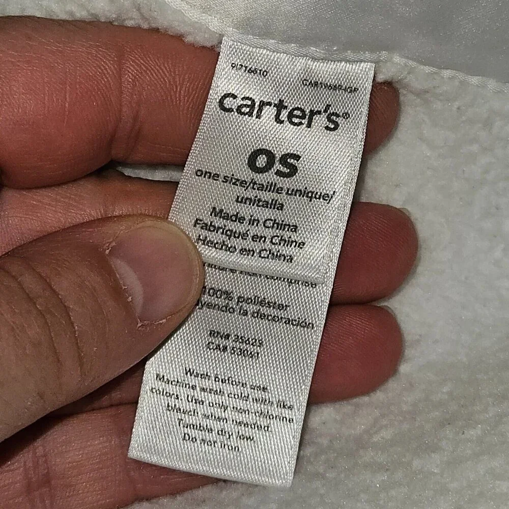 Carter's Bundle of Love White Fleece Baby Blanket Satin Trim 28x39